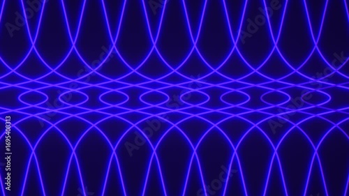 An abstract circular pattern of wavy blue lines on a black backdrop creates a mesmerizing visual effect in this intriguing image