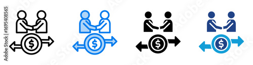 Transaction icon set multiple style collection