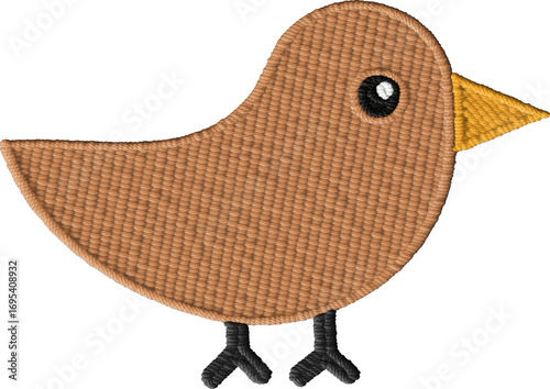 Colorful Little embroidered bird design element