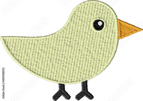 Colorful Little embroidered bird design element