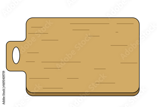 Wooden cutting board simple flat illustration for cooking preparation, kitchen utensil, and food ingredient concept design