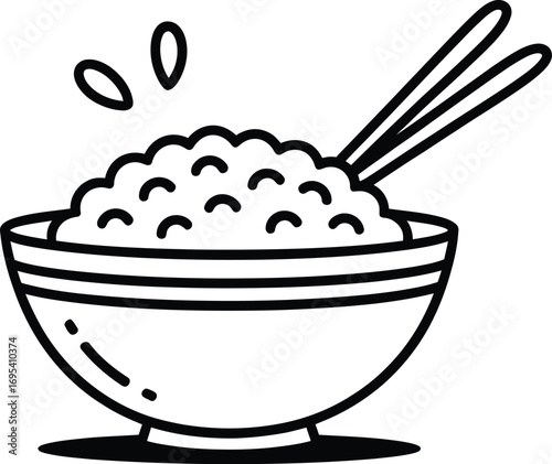 Bowl of Rice with Chopsticks