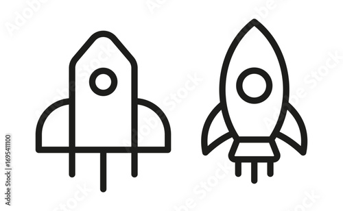 Flat Minimal Rocket Launch Icon Angular Modern Style,Outline Rocket Ship Launch Icon