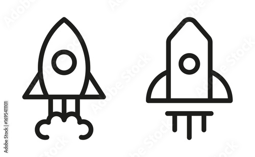 Flat Minimal Rocket Launch Icon Angular Modern Style,Outline Rocket Ship Launch Icon