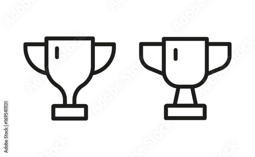 Trophy Cup Icon Set Minimal Outline Award Symbols for Winner and Success