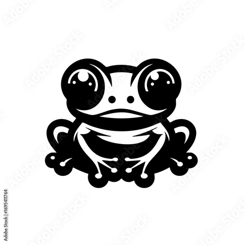 Black and White Frog Icon Illustration