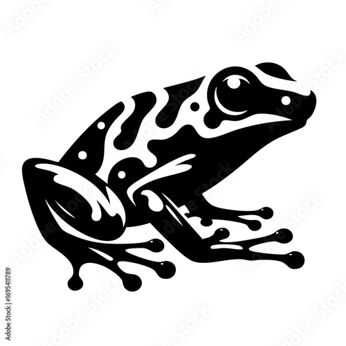 Black and White Silhouette of a Poison Dart Frog