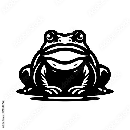 Vector illustration of frog in black and white