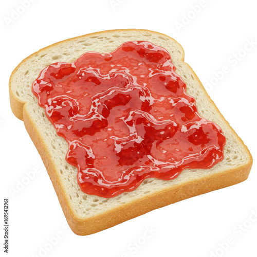 Slice of bread with strawberry jam on top isolated PNG with Transparent Background