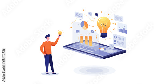 Strategic Breakthrough: Innovator Unlocks Complex Problem with Insightful 'Lightbulb' Idea