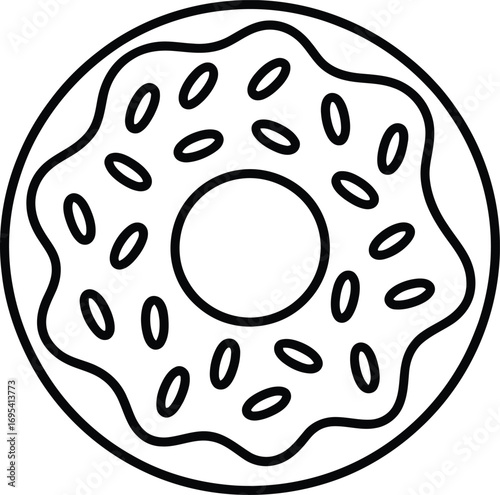 Simple Outline of a Sprinkled Donut