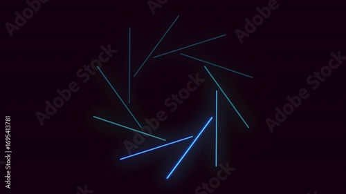 A glowing, blue, abstract circle design with radiating lines is featured in this image. The striking visualization exudes a sense of luminosity and modernity