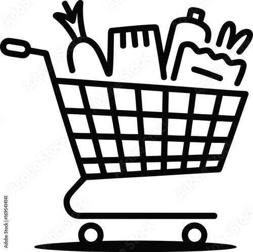 Shopping Cart Filled with Groceries Icon