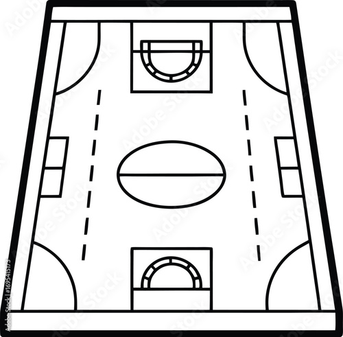 Basketball court lines and markings isolated on white background
