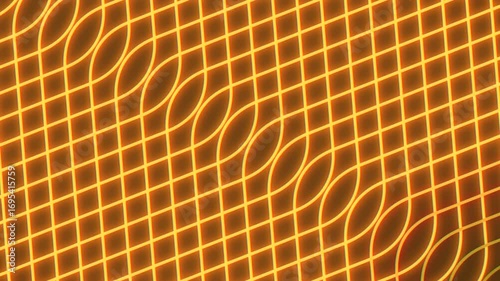 A mesmerizing image showcasing a grid of yellow lines on a black backdrop, seemingly rippling and undulating in a captivating wave-like pattern