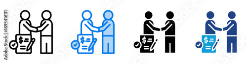 Contract icon set multiple style collection