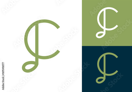 Abstract Initial letter C with music note logo design vector illustration