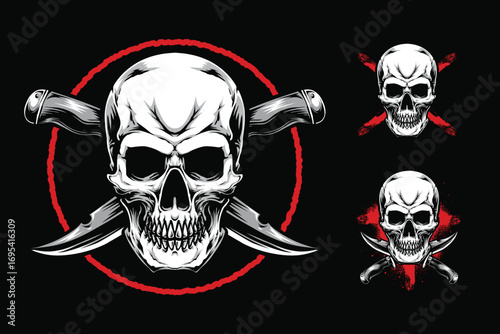skull with dagger tshirt design