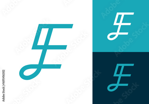 Abstract Initial letter E with music note logo design vector illustration