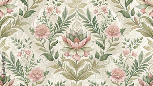 Wallpaper Mural Elegant Pastel Floral Damask Seamless Pattern Design for Textile and Interior Decoration Torontodigital.ca