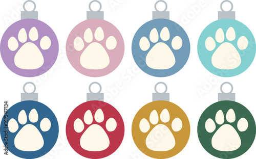 Chrismas Ornament -1- cat and dog paw - all-set