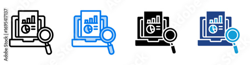 Analysis icon set multiple style collection