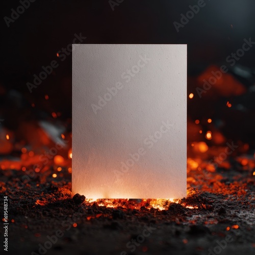 Burning Paper Mockup on Hot Coals – Realistic A4 Fire Concept
