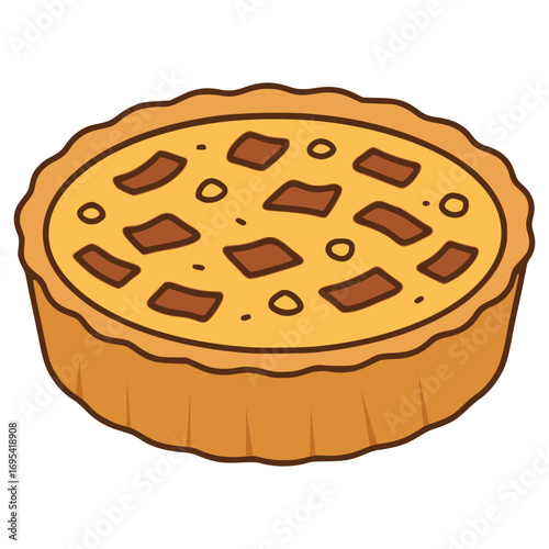 Quiche Lorraine French tart flat color vector illustration template design