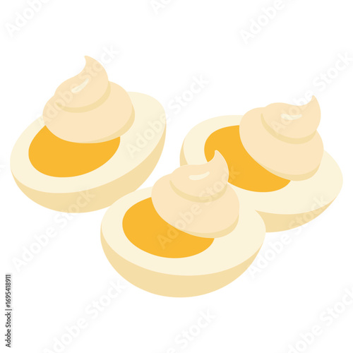 Oeuf Mayonnaise French food flat color vector illustration template design