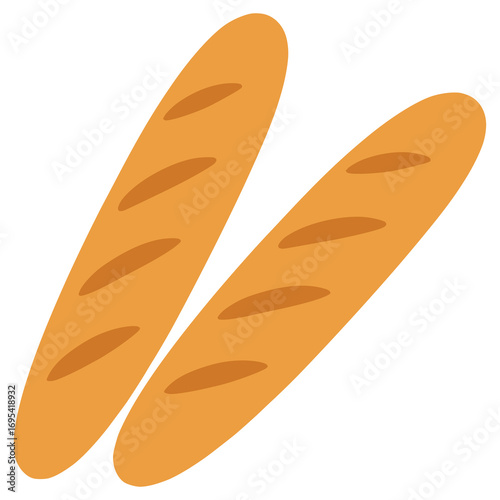 french baguette bread food flat color vector illustration template design