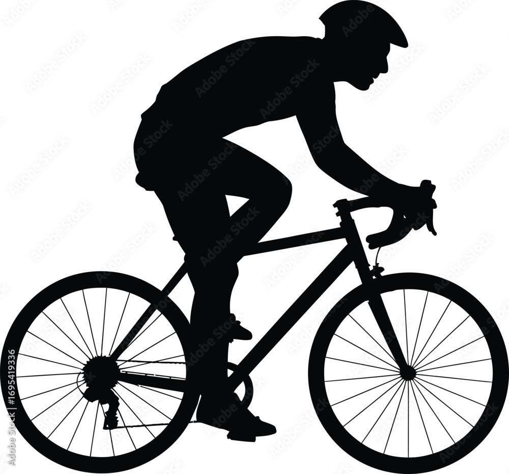 Obraz premium Silhouette of a cyclist on a road bike