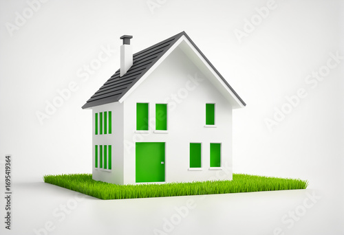 3d model of a small green home