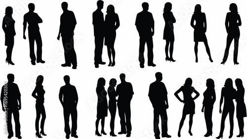 Diverse group of professional business people in silhouette standing confidently for modern corporate use