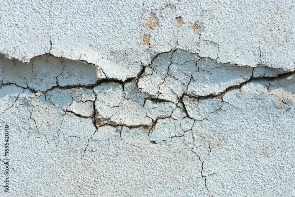 Fototapeta premium Cracked light-gray painted wall