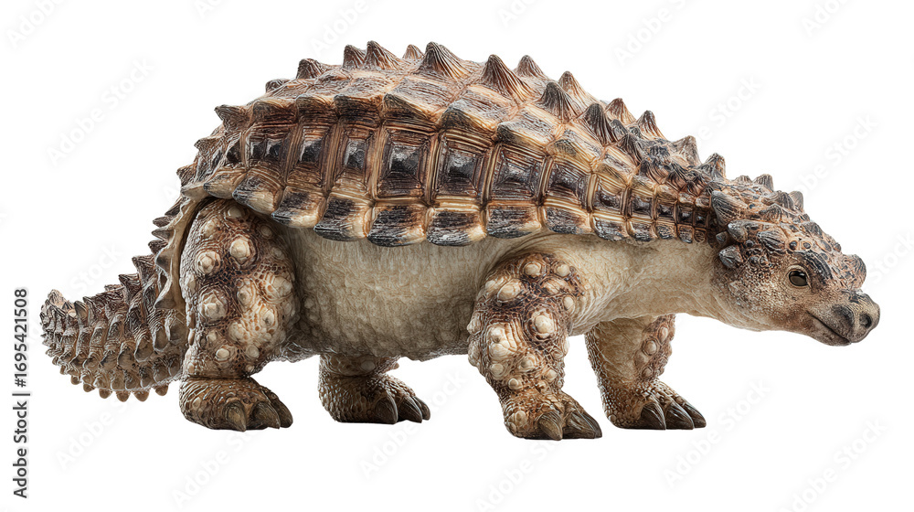 Obraz premium Ankylosaurus standing with tail raisedTransparent background, PNG file