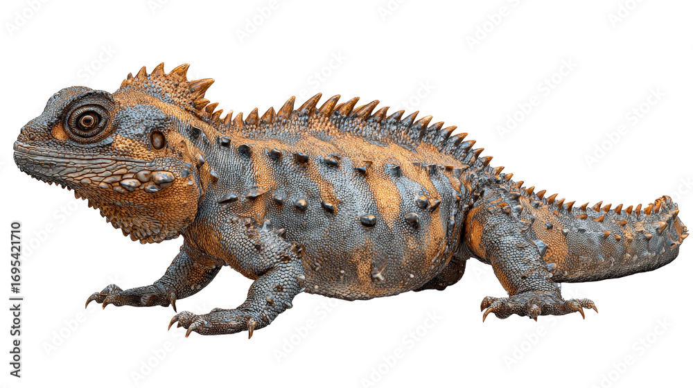 Obraz premium Armored prehistoric lizard speciesTransparent background, PNG file