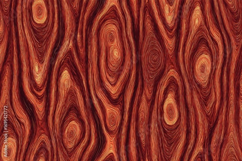 Intricate wood grain texture, deep reddish-brown hues with swirling patterns