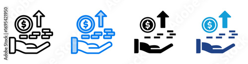 Profit icon set multiple style collection