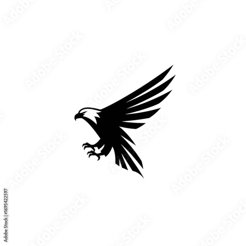Minimalist black and gold eagle logo with simple sharp outline, representing timeless elegance, freedom, and strong luxury brand identity