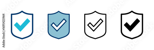 Shield check mark icon vector isolated on white background. Protection approve sign. Safe icon vector