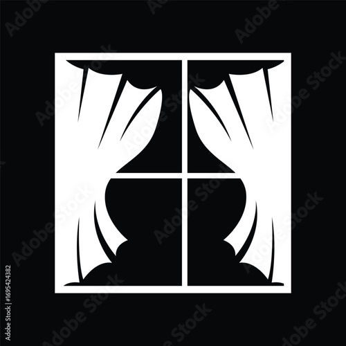 Home And Exhibition Curtain Logo Design, Building Decoration Vector Illustration