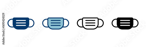 Mask icon vector isolated on white background. Man face with mask icon. Safety breathing masks. Industrial safety N95 mask. Medical mask vector icon.