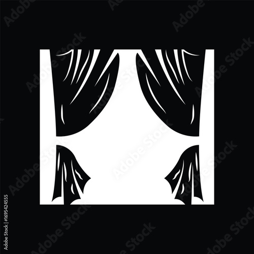 Home And Exhibition Curtain Logo Design, Building Decoration Vector Illustration