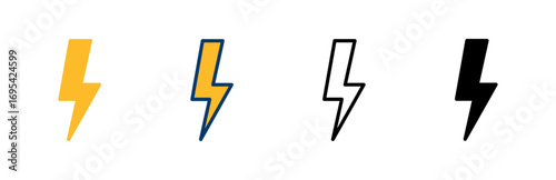 Lightning icon vector isolated on white background. Bolt icon vector. Energy and thunder electric icon