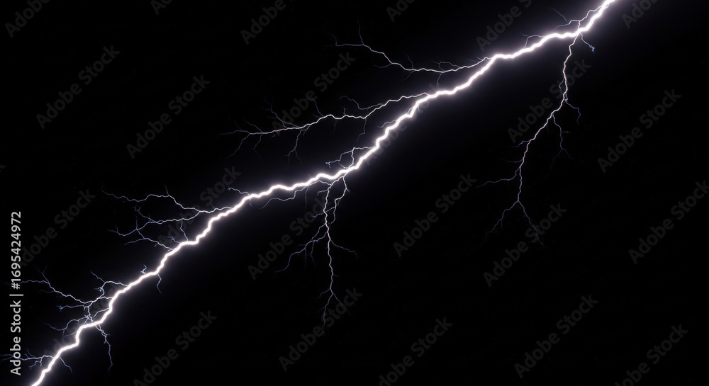 Fototapeta premium Powerful Lightning Strike Illuminates Dark Sky.