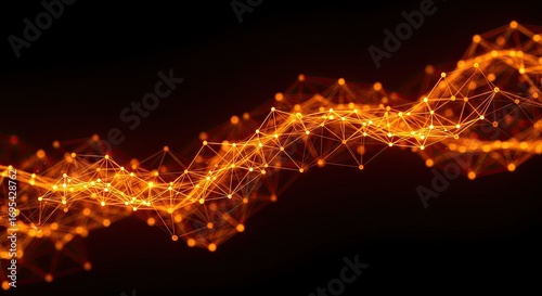 Abstract network of glowing orange points and lines (1)