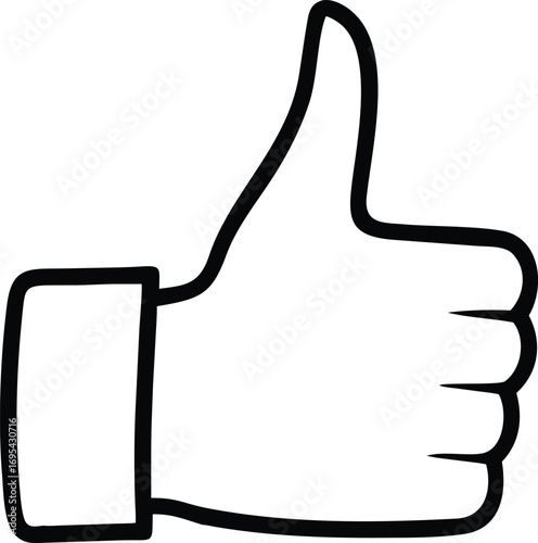 Simple hand gesture showing approval with a white thumbs up against a clean background