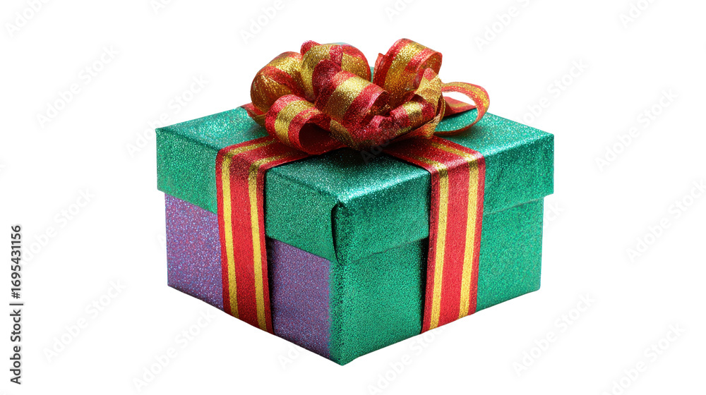 Fototapeta premium Christmas gift box with bow Transparent background, PNG file