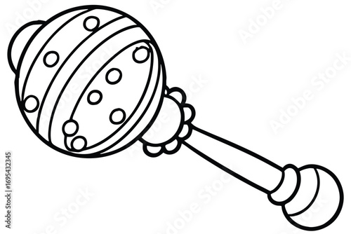 Classic baby rattle line art infant child
