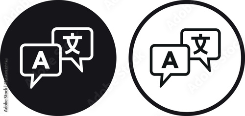 Language translation icon set in two styles . Translation icon . Vector illustration
